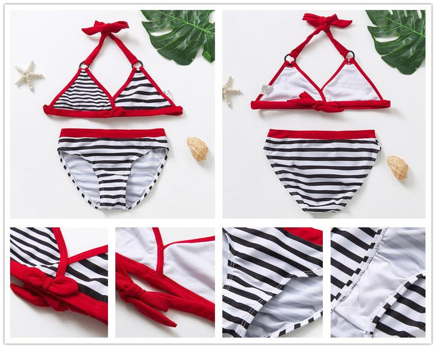 Teenager Girls Swimwear Two pieces Girls Swimsuit High quality Kids Bikini Sets Children Beach Wear Girls Two Piece Bikini Swimsuits Striped Ruffle Swimwear Bathing Suit Set