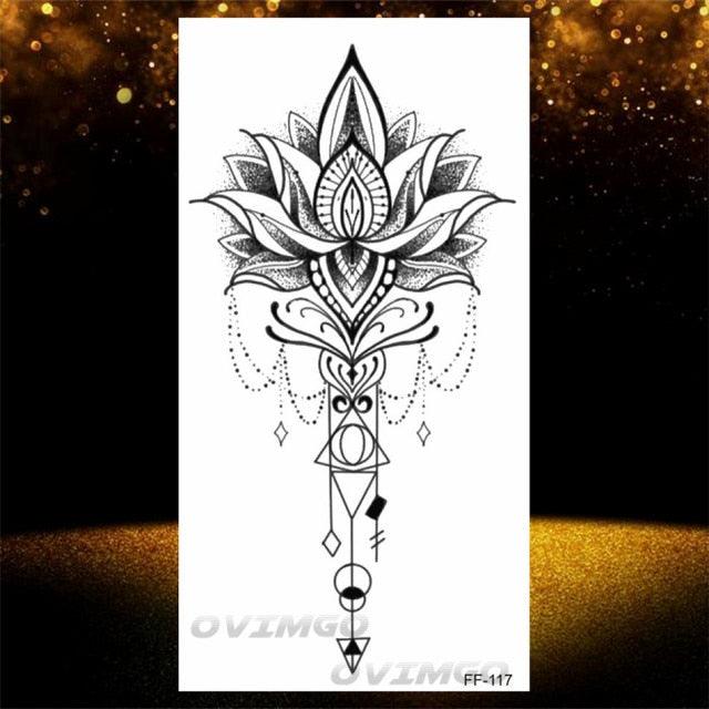 Temporary Lotus Flower Sticker Tattoo Fake Black Elegant Flower Design Women Body Art Fake Arm Tattoo Stickers For Womens - STEVVEX Beauty - 103, Arm Tattoo, Back Tattoo, Beauty, Big Tattoo, Black Tattoos, Body Tattoo, Different Tattoo, Fashion Tattoo, Flower Tattoo, Girls Tattoo, Large Tattoo, Leg Tattoo, Lotus Tattoo, Luxury Tattoo, Realistic Tattoo, Stylish Tattoo, Tattoo, Waterproof Tattoo, Women Tattoo, Womens Tattoo - Stevvex.com