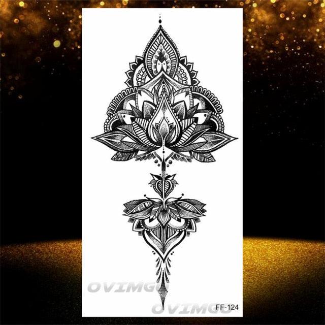 Temporary Lotus Flower Sticker Tattoo Fake Black Elegant Flower Design Women Body Art Fake Arm Tattoo Stickers For Womens - STEVVEX Beauty - 103, Arm Tattoo, Back Tattoo, Beauty, Big Tattoo, Black Tattoos, Body Tattoo, Different Tattoo, Fashion Tattoo, Flower Tattoo, Girls Tattoo, Large Tattoo, Leg Tattoo, Lotus Tattoo, Luxury Tattoo, Realistic Tattoo, Stylish Tattoo, Tattoo, Waterproof Tattoo, Women Tattoo, Womens Tattoo - Stevvex.com