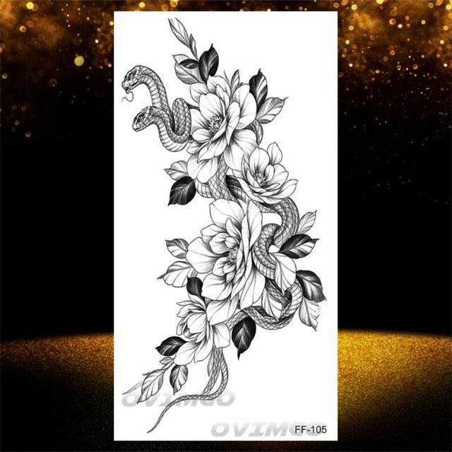 Temporary Lotus Flower Sticker Tattoo Fake Black Elegant Flower Design Women Body Art Fake Arm Tattoo Stickers For Womens - STEVVEX Beauty - 103, Arm Tattoo, Back Tattoo, Beauty, Big Tattoo, Black Tattoos, Body Tattoo, Different Tattoo, Fashion Tattoo, Flower Tattoo, Girls Tattoo, Large Tattoo, Leg Tattoo, Lotus Tattoo, Luxury Tattoo, Realistic Tattoo, Stylish Tattoo, Tattoo, Waterproof Tattoo, Women Tattoo, Womens Tattoo - Stevvex.com