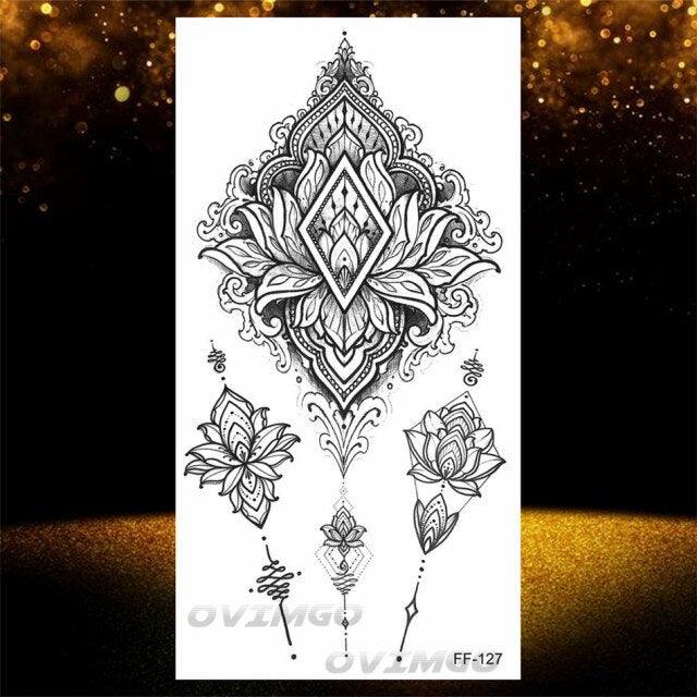 Temporary Lotus Flower Sticker Tattoo Fake Black Elegant Flower Design Women Body Art Fake Arm Tattoo Stickers For Womens - STEVVEX Beauty - 103, Arm Tattoo, Back Tattoo, Beauty, Big Tattoo, Black Tattoos, Body Tattoo, Different Tattoo, Fashion Tattoo, Flower Tattoo, Girls Tattoo, Large Tattoo, Leg Tattoo, Lotus Tattoo, Luxury Tattoo, Realistic Tattoo, Stylish Tattoo, Tattoo, Waterproof Tattoo, Women Tattoo, Womens Tattoo - Stevvex.com