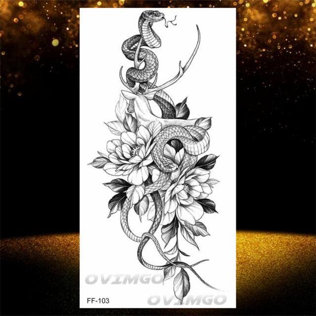 Temporary Lotus Flower Sticker Tattoo Fake Black Elegant Flower Design Women Body Art Fake Arm Tattoo Stickers For Womens - STEVVEX Beauty - 103, Arm Tattoo, Back Tattoo, Beauty, Big Tattoo, Black Tattoos, Body Tattoo, Different Tattoo, Fashion Tattoo, Flower Tattoo, Girls Tattoo, Large Tattoo, Leg Tattoo, Lotus Tattoo, Luxury Tattoo, Realistic Tattoo, Stylish Tattoo, Tattoo, Waterproof Tattoo, Women Tattoo, Womens Tattoo - Stevvex.com