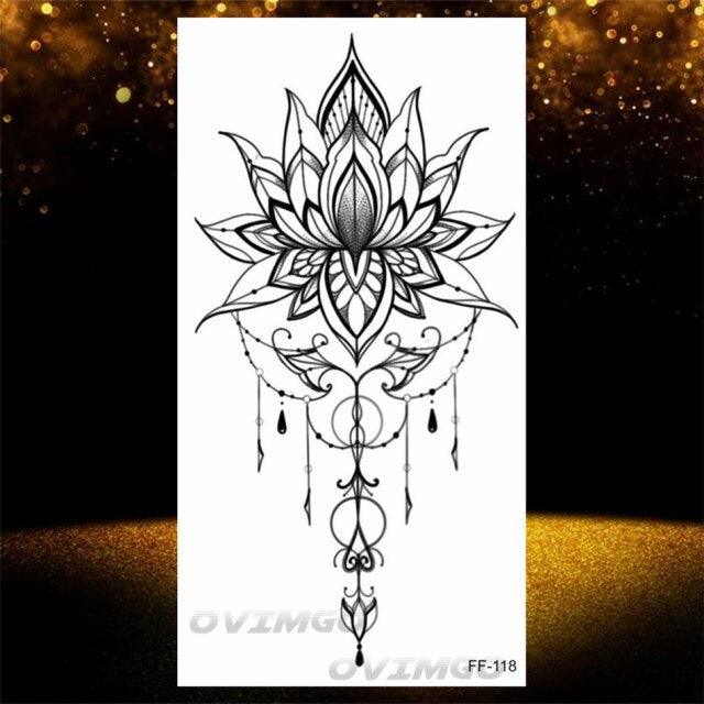 Temporary Lotus Flower Sticker Tattoo Fake Black Elegant Flower Design Women Body Art Fake Arm Tattoo Stickers For Womens - STEVVEX Beauty - 103, Arm Tattoo, Back Tattoo, Beauty, Big Tattoo, Black Tattoos, Body Tattoo, Different Tattoo, Fashion Tattoo, Flower Tattoo, Girls Tattoo, Large Tattoo, Leg Tattoo, Lotus Tattoo, Luxury Tattoo, Realistic Tattoo, Stylish Tattoo, Tattoo, Waterproof Tattoo, Women Tattoo, Womens Tattoo - Stevvex.com