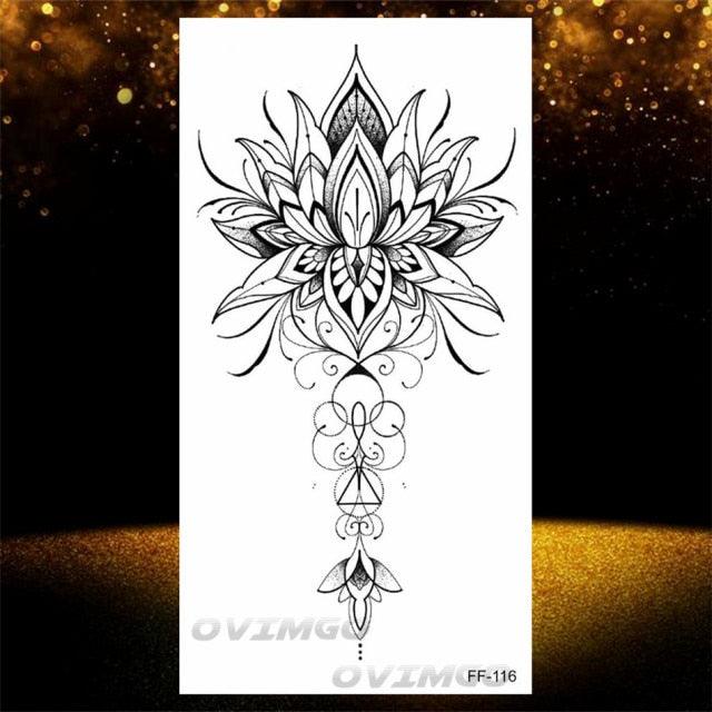 Temporary Lotus Flower Sticker Tattoo Fake Black Elegant Flower Design Women Body Art Fake Arm Tattoo Stickers For Womens - STEVVEX Beauty - 103, Arm Tattoo, Back Tattoo, Beauty, Big Tattoo, Black Tattoos, Body Tattoo, Different Tattoo, Fashion Tattoo, Flower Tattoo, Girls Tattoo, Large Tattoo, Leg Tattoo, Lotus Tattoo, Luxury Tattoo, Realistic Tattoo, Stylish Tattoo, Tattoo, Waterproof Tattoo, Women Tattoo, Womens Tattoo - Stevvex.com