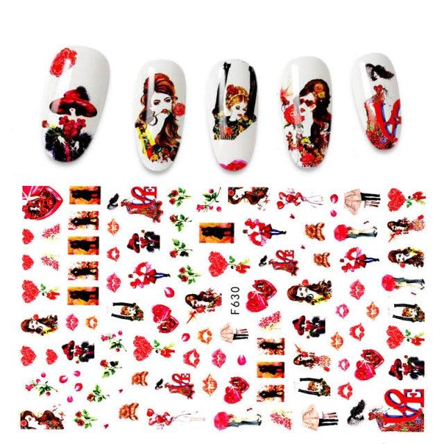 The New 3D Nail Sticker Cool English Letter stickers for nail Foil Love Heart Design Fashion Manicure Stickers Girls Manicure Decoration Nail Art Supplies 3D Self-Adhesive Nail Decals Designer Nail Stickers for Acrylic Nails