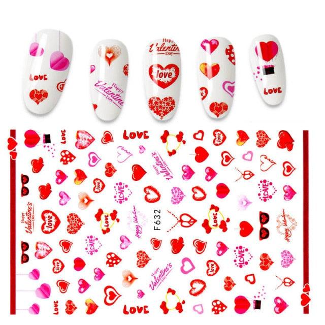 The New 3D Nail Sticker Cool English Letter stickers for nail Foil Love Heart Design Fashion Manicure Stickers Girls Manicure Decoration Nail Art Supplies 3D Self-Adhesive Nail Decals Designer Nail Stickers for Acrylic Nails