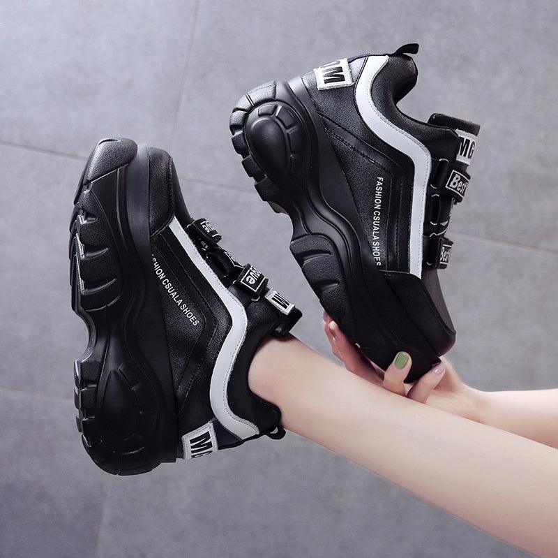 Thick Bottom Chunky Womens Sneakers White Black High Heels Strong Woman Casual Autumn Winter Footwear Casual Everyday Walking Fashionable Sneakers - STEVVEX Shoes - 106, Casual Walking Sneakers, Casual Women Sneakers, High Heels Sneakers, Shoes, Sneakers, Sport Sneakers, Thick Women Sneakers, Walking Casual Shoes, Walking Shoes, Walking Sneakers, Winter Womens High Heels Sneakers, Women sneakers, Women's Sport Sneakers, Womens Elegant Sneakers, Womens Fitness Sneakers - Stevvex.com