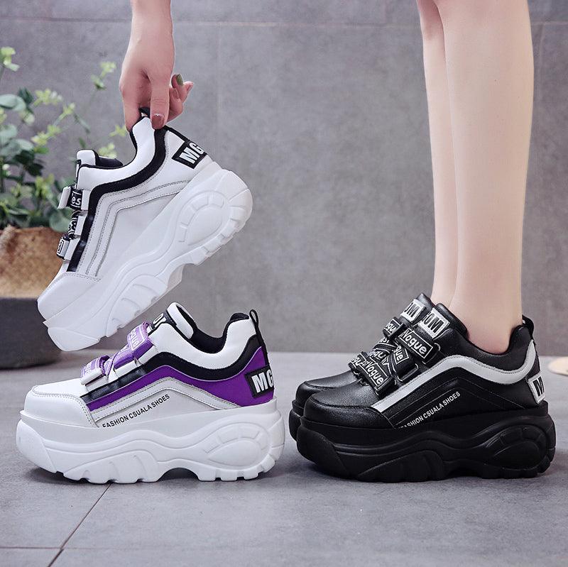 Thick Bottom Chunky Womens Sneakers White Black High Heels Strong Woman Casual Autumn Winter Footwear Casual Everyday Walking Fashionable Sneakers - STEVVEX Shoes - 106, Casual Walking Sneakers, Casual Women Sneakers, High Heels Sneakers, Shoes, Sneakers, Sport Sneakers, Thick Women Sneakers, Walking Casual Shoes, Walking Shoes, Walking Sneakers, Winter Womens High Heels Sneakers, Women sneakers, Women's Sport Sneakers, Womens Elegant Sneakers, Womens Fitness Sneakers - Stevvex.com