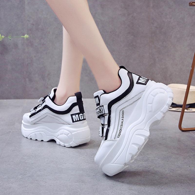 Thick Bottom Chunky Womens Sneakers White Black High Heels Strong Woman Casual Autumn Winter Footwear Casual Everyday Walking Fashionable Sneakers - STEVVEX Shoes - 106, Casual Walking Sneakers, Casual Women Sneakers, High Heels Sneakers, Shoes, Sneakers, Sport Sneakers, Thick Women Sneakers, Walking Casual Shoes, Walking Shoes, Walking Sneakers, Winter Womens High Heels Sneakers, Women sneakers, Women's Sport Sneakers, Womens Elegant Sneakers, Womens Fitness Sneakers - Stevvex.com