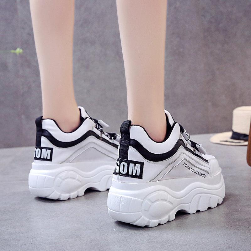 Thick Bottom Chunky Womens Sneakers White Black High Heels Strong Woman Casual Autumn Winter Footwear Casual Everyday Walking Fashionable Sneakers - STEVVEX Shoes - 106, Casual Walking Sneakers, Casual Women Sneakers, High Heels Sneakers, Shoes, Sneakers, Sport Sneakers, Thick Women Sneakers, Walking Casual Shoes, Walking Shoes, Walking Sneakers, Winter Womens High Heels Sneakers, Women sneakers, Women's Sport Sneakers, Womens Elegant Sneakers, Womens Fitness Sneakers - Stevvex.com