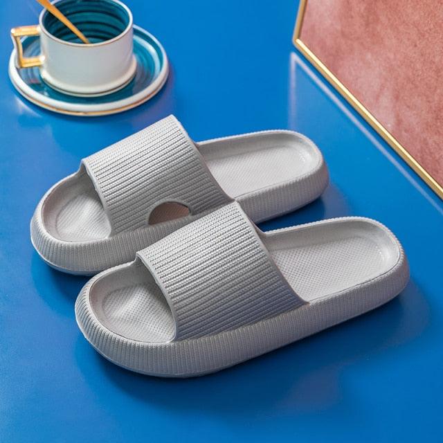 Thick Platform Bathroom Home Slippers Women Fashion Soft Sole EVA Indoor Slides Woman Sandals Summer Non-slip Flip Flops Quick Drying Open Toe Super Soft Comfy Thick Sole Home House Cloud Cushion Sandals For Indoor And Outdoor Platform Shoes