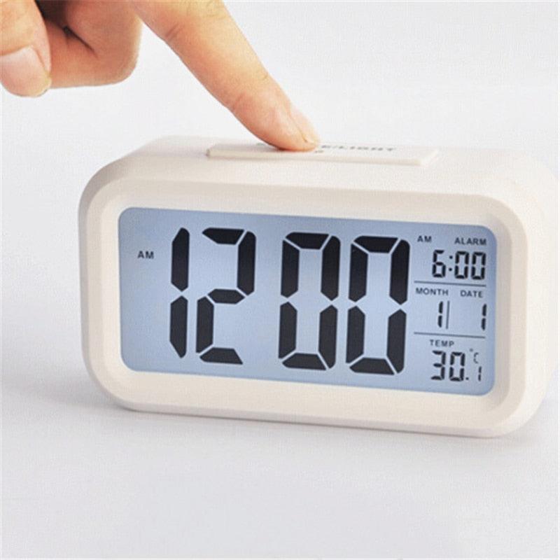 Time and Temperature Digital Table Snooze Alarm Clock  LCD Display Bedside Alarm Clock with Snooze Backlight Night Light Date and Temperature Sleep Timer for for Heavy Sleepers Children Wake Up Kids Alarm Clock Night Light for Children Desk Clock