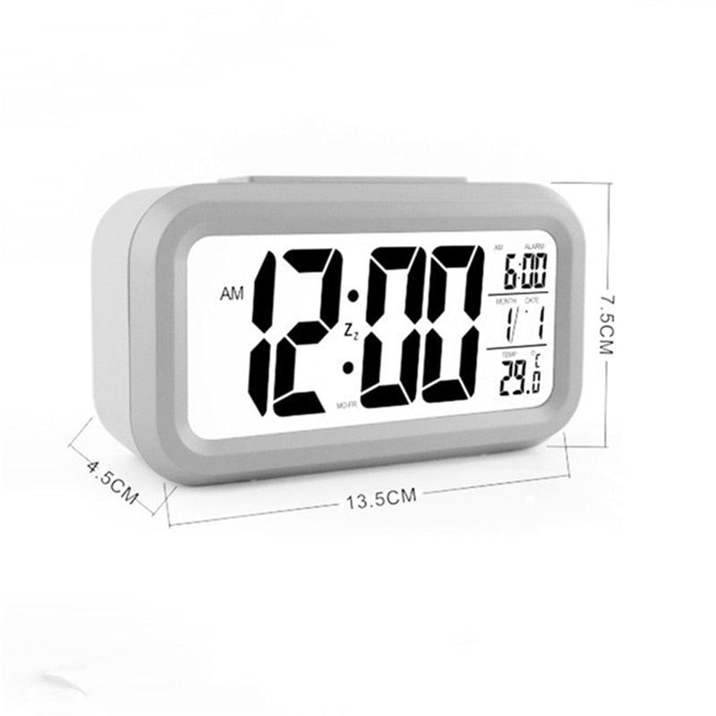 Time and Temperature Digital Table Snooze Alarm Clock  LCD Display Bedside Alarm Clock with Snooze Backlight Night Light Date and Temperature Sleep Timer for for Heavy Sleepers Children Wake Up Kids Alarm Clock Night Light for Children Desk Clock