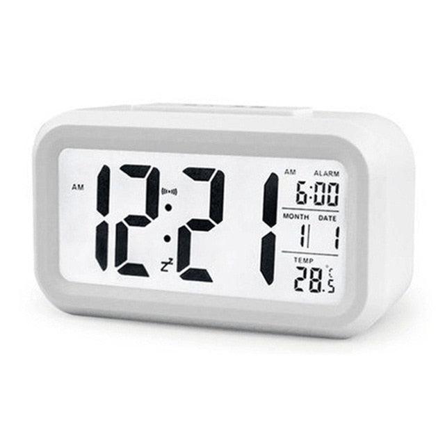 Time and Temperature Digital Table Snooze Alarm Clock  LCD Display Bedside Alarm Clock with Snooze Backlight Night Light Date and Temperature Sleep Timer for for Heavy Sleepers Children Wake Up Kids Alarm Clock Night Light for Children Desk Clock