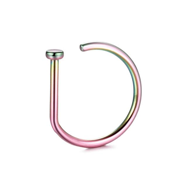 Titanium Fake Nose Piercing Shaped Tragus Helix Fake Nose Titanium D Shape Nose Ring Hoop Rings Hoop Face Septum Ring Clip Fake Nose Ring Faux Piercing Jewelry Titanium D Shape Nose Ring Hoop Stud Earring Hoop Septum Ring Nostril Body Jewelry