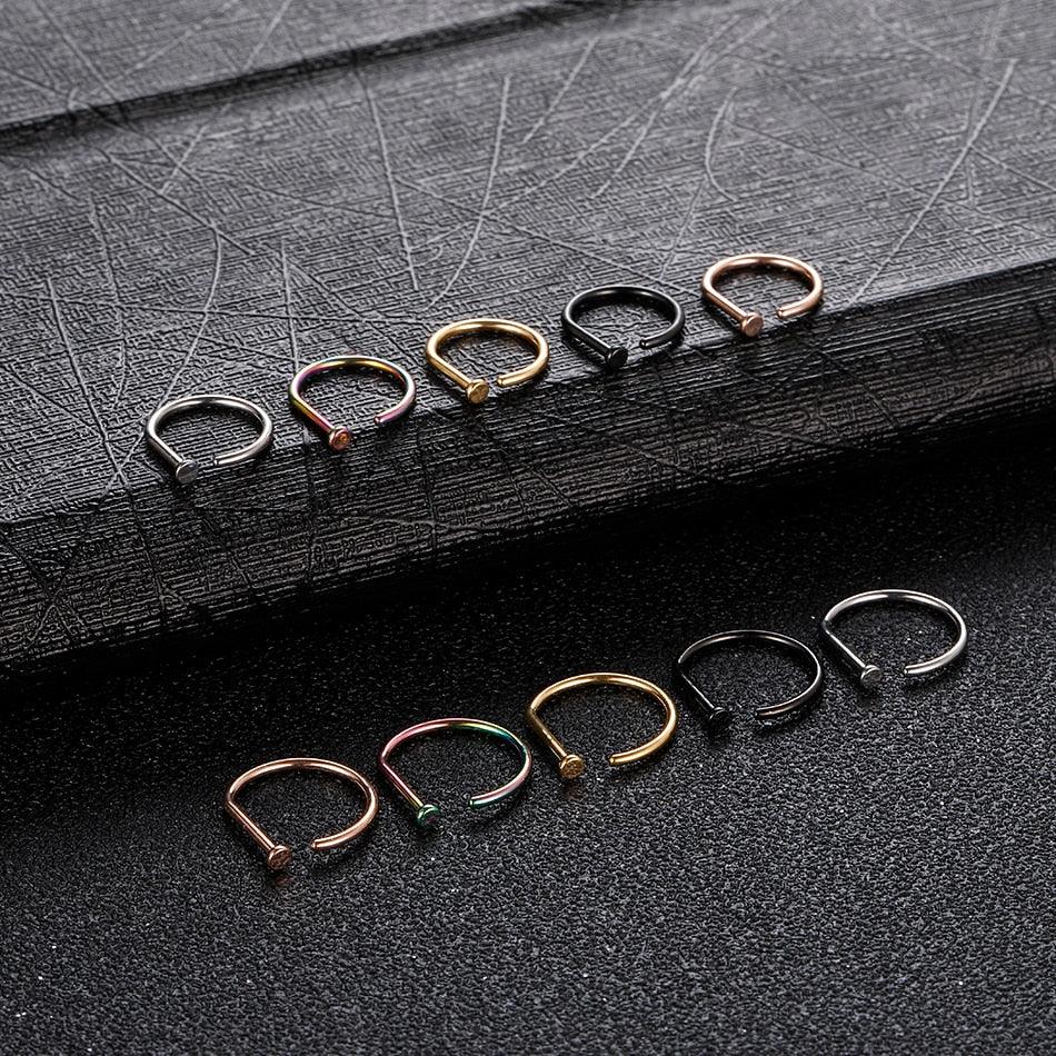 Titanium Fake Nose Piercing Shaped Tragus Helix Fake Nose Titanium D Shape Nose Ring Hoop Rings Hoop Face Septum Ring Clip Fake Nose Ring Faux Piercing Jewelry Titanium D Shape Nose Ring Hoop Stud Earring Hoop Septum Ring Nostril Body Jewelry