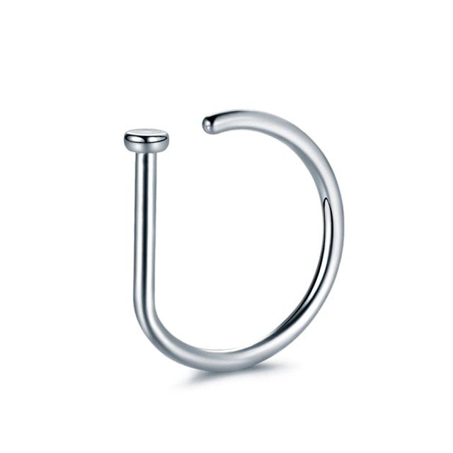 Titanium Fake Nose Piercing Shaped Tragus Helix Fake Nose Titanium D Shape Nose Ring Hoop Rings Hoop Face Septum Ring Clip Fake Nose Ring Faux Piercing Jewelry Titanium D Shape Nose Ring Hoop Stud Earring Hoop Septum Ring Nostril Body Jewelry