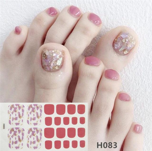 Toe Nail Sticker Wraps Adhesive Decals Toenail Polish Strips DIY Pedicure Foot Decals Manicure Strips Decals Full Wraps Women Glitter Toenail Nail Polish Strips Decals Full Wraps Self Adhesive Toe Nail Tip Full Toe Nail Wraps Feet Decorations