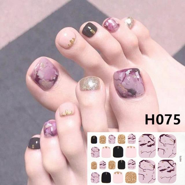 Toe Nail Sticker Wraps Adhesive Decals Toenail Polish Strips DIY Pedicure Foot Decals Manicure Strips Decals Full Wraps Women Glitter Toenail Nail Polish Strips Decals Full Wraps Self Adhesive Toe Nail Tip Full Toe Nail Wraps Feet Decorations