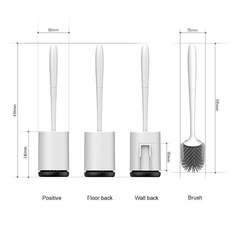 Toilet Brush and Holder Set No Dead Corners Wall-Mounted Toilet Brush Bathroom Accessories Set Toilet Brush And Bracket Set Non Slip Long Handle Soft Silicone Bristles Flexible Toilet Brush Head Wall-Mounted Drip-Proof