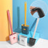 Toilet Brush Holder Sets Wall Hanging Household Floor Standing Soft Bristle Head Bathroom Cleaning Accessories Toilet Brush Set, Silicone Toilet Brush with Holder Wall Mounted With Toilet Bowl Brush And Holder Bendable Brush Head Holder Quickly Drying