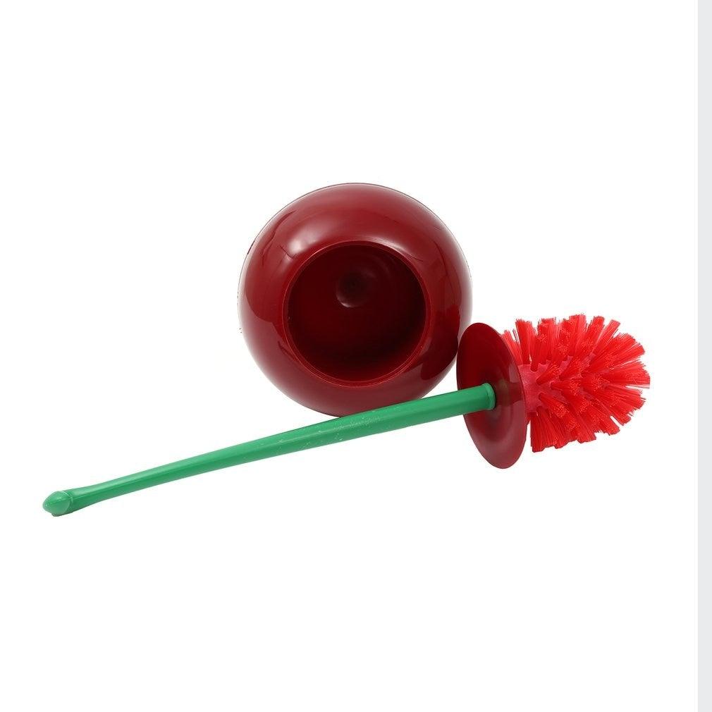 Toilet brush New Lovely Cherry Shape Lavatory Brush Toilet Brush Holder Set Toilet Cherry Shape Toilet Brush Standing Toilet Brush Set Compact Household Bathroom Cherry Toilet Brush