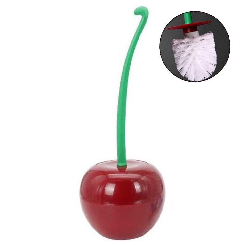 Toilet brush New Lovely Cherry Shape Lavatory Brush Toilet Brush Holder Set Toilet Cherry Shape Toilet Brush Standing Toilet Brush Set Compact Household Bathroom Cherry Toilet Brush