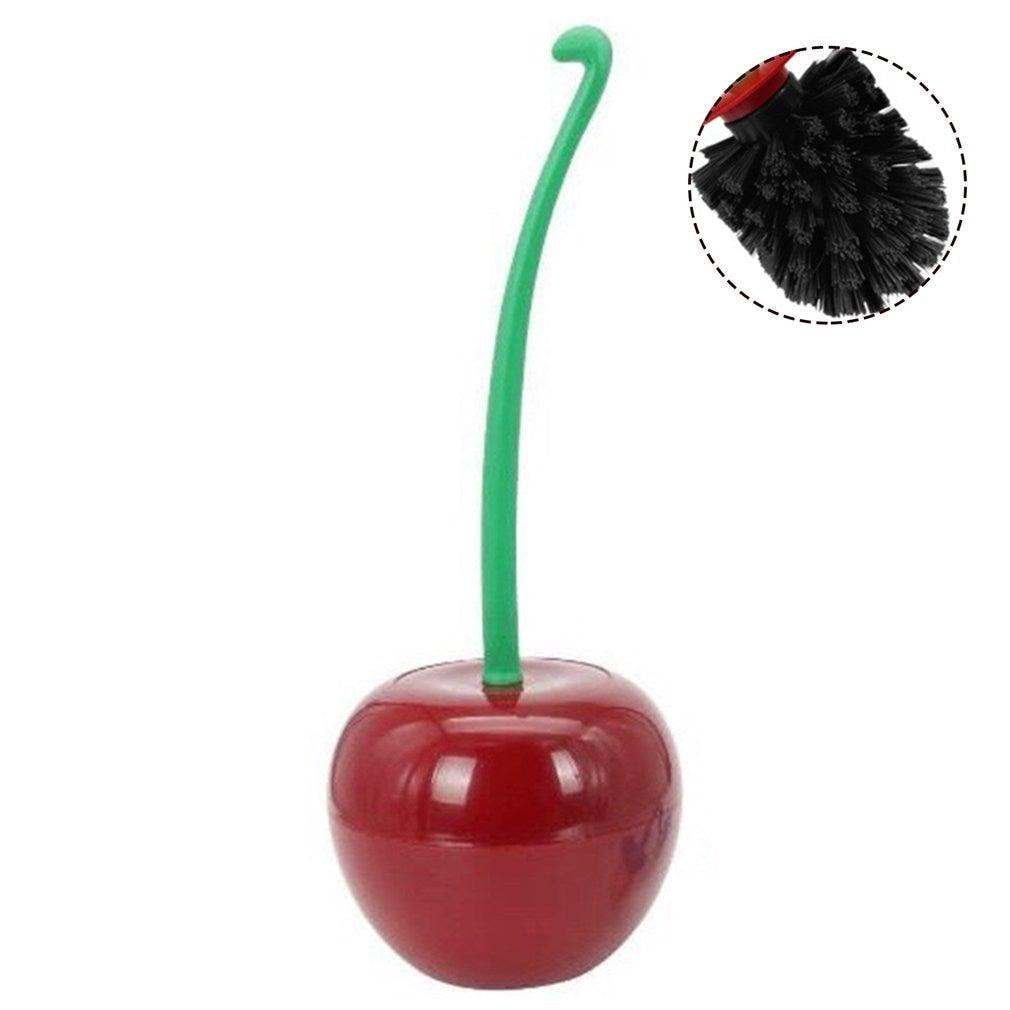 Toilet brush New Lovely Cherry Shape Lavatory Brush Toilet Brush Holder Set Toilet Cherry Shape Toilet Brush Standing Toilet Brush Set Compact Household Bathroom Cherry Toilet Brush