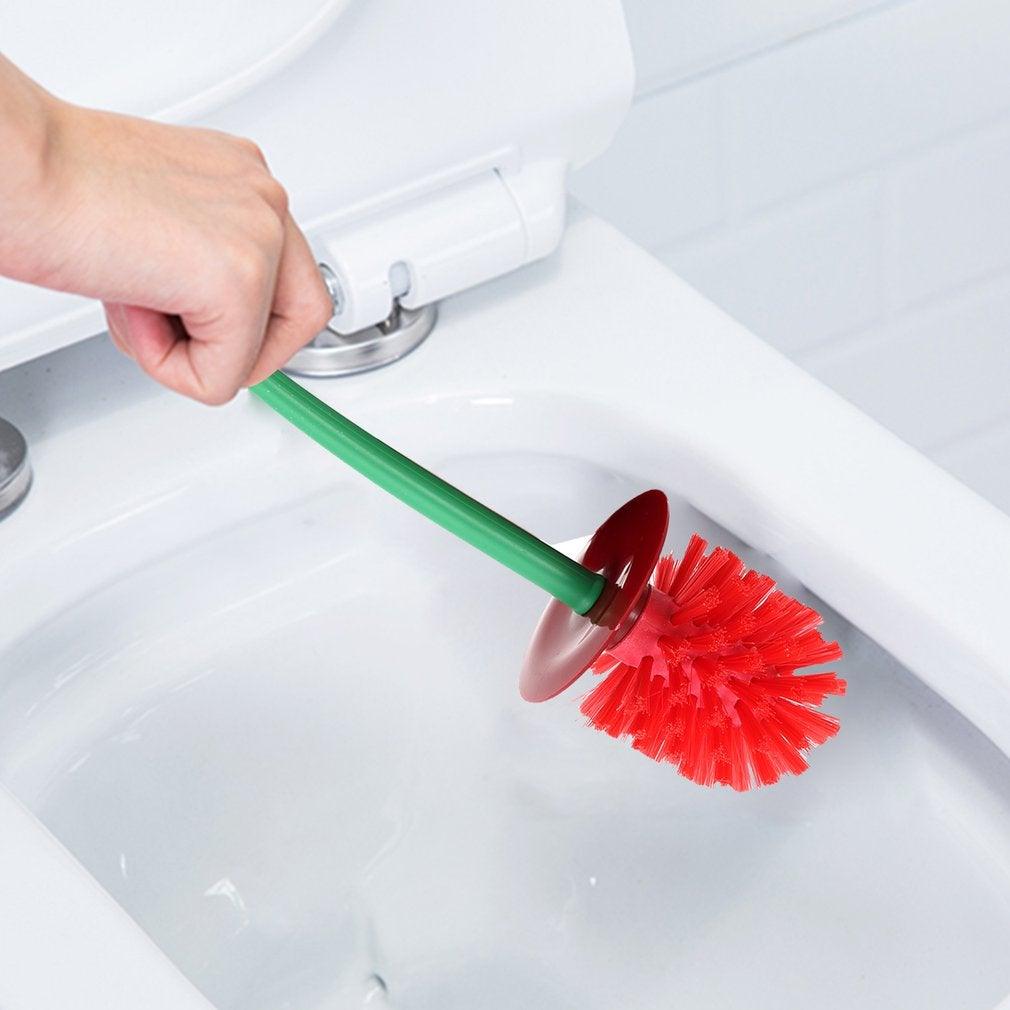 Toilet brush New Lovely Cherry Shape Lavatory Brush Toilet Brush Holder Set Toilet Cherry Shape Toilet Brush Standing Toilet Brush Set Compact Household Bathroom Cherry Toilet Brush