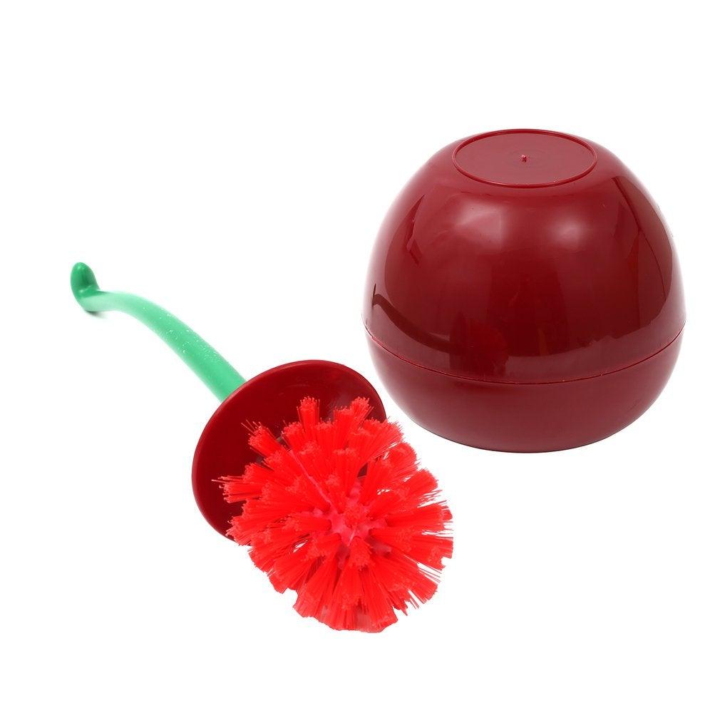 Toilet brush New Lovely Cherry Shape Lavatory Brush Toilet Brush Holder Set Toilet Cherry Shape Toilet Brush Standing Toilet Brush Set Compact Household Bathroom Cherry Toilet Brush