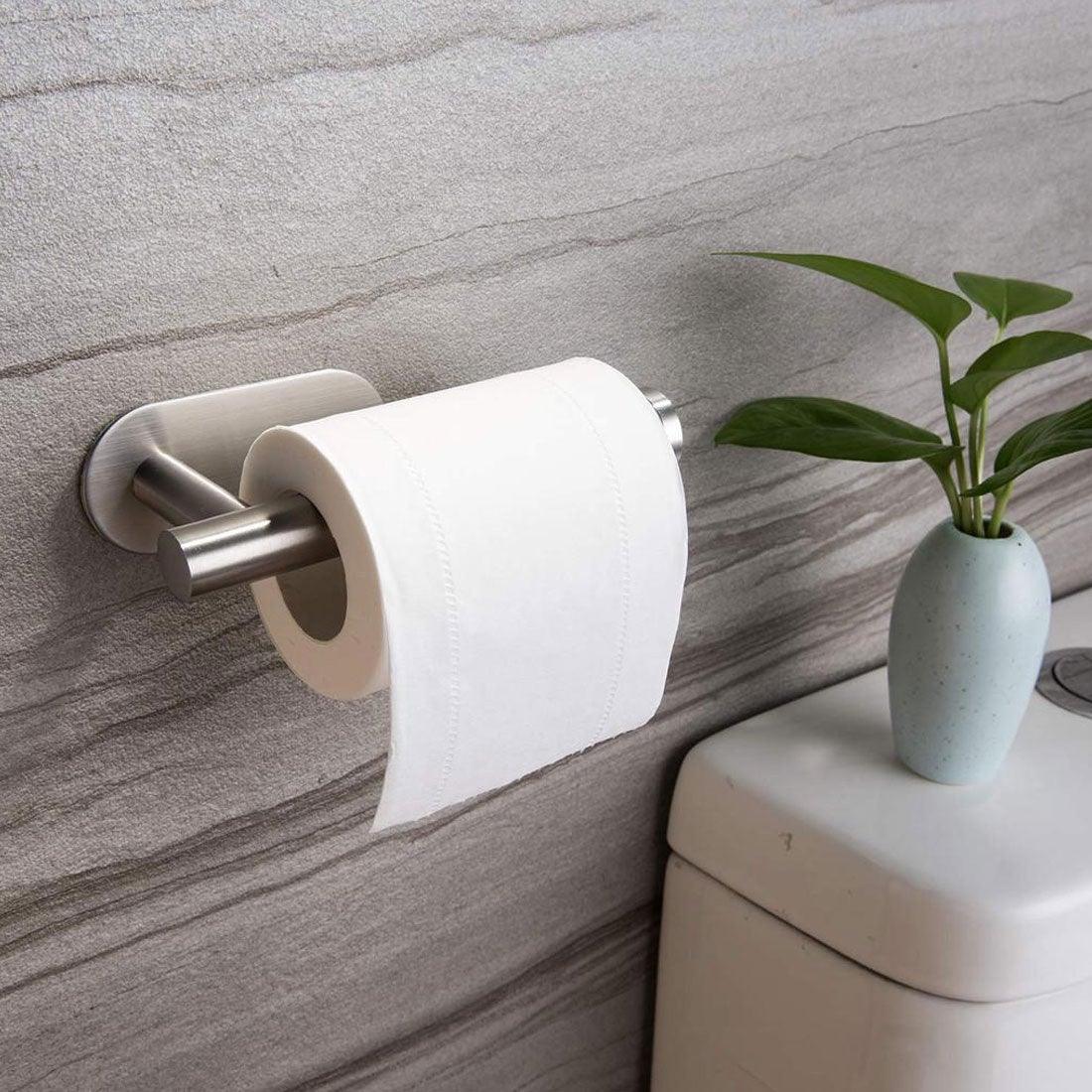 Toilet Paper Holder Bathroom Accessories Stainless Steel Bathroom Kitchen Wall Mounted Roll Paper Rack Tissue Towel Rack Holders Adhesive Toilet Paper Holder Stainless Steel Toilet Tissue Roll Holder Sticky Hand Towel Hanger No Drilling