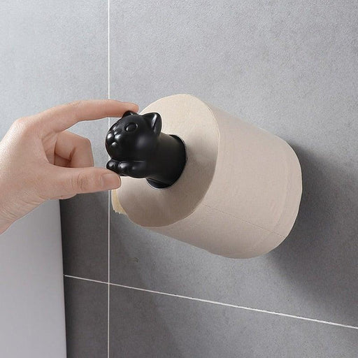 Toilet Paper Holder Cat Kitchen Roll Holder Adhesive Wall Towel Rack Creative Bathroom Tissue Hanger Paper Towel Holder Toliet Paper Holder