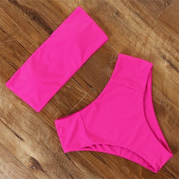 Top Swimsuit Push Up Bikini Set Women's Crop Top High Waist Swimsuit Sport High Cut Bikini Set Two Piece Bathing Suits High Waist Solid Bathing Suit Summer Swimwear Women Beachwear