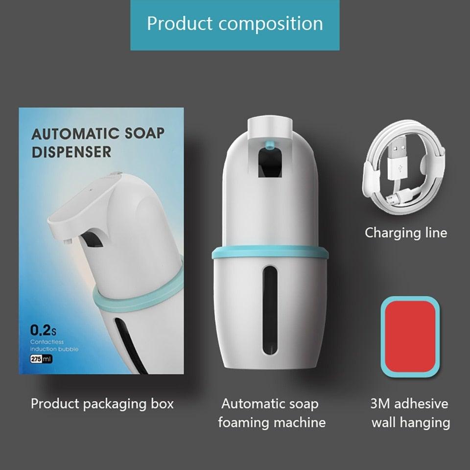 Touchless Automatic Soap Dispenser USB Charging Smart Foam Machine Infrared Sensor Foam Soap Dispenser Hand Sanitizer Touchless Commercial Easy Refill Soap & Sanitizer Holder Hand Free Sensor Wall Mount Adjustable Liquid Gel