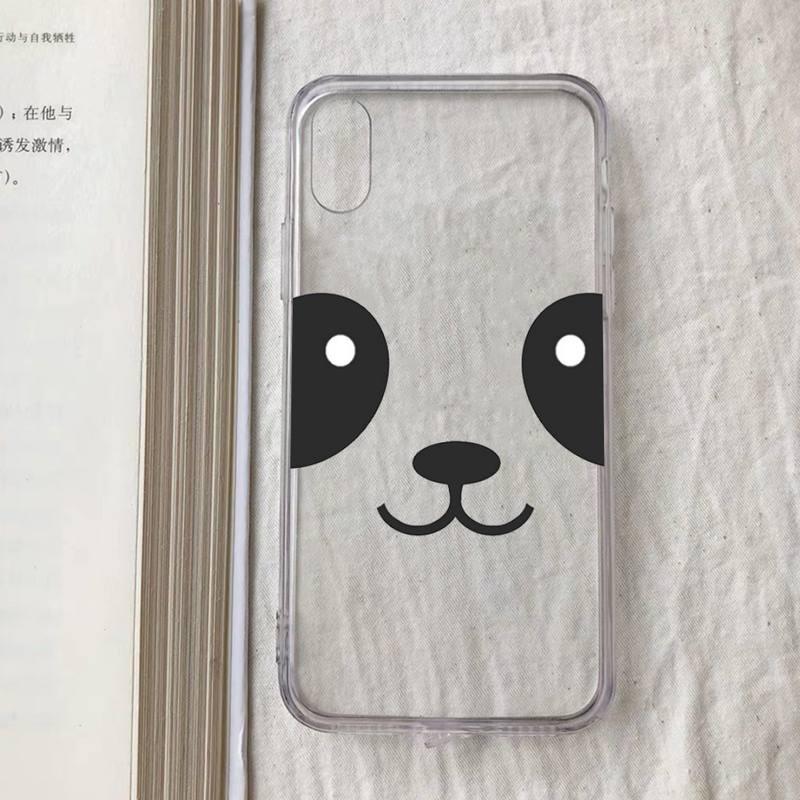 Transparent Creative Bear Panda Animal Shockproof Phone Case for iPhone 11 12 13 mini pro XS MAX 8 7 6 6S Plus X 5S case Lightweight Thin Flexible Soft Raised Edges Glossy Silicone Protective Phone Cover for iPhone