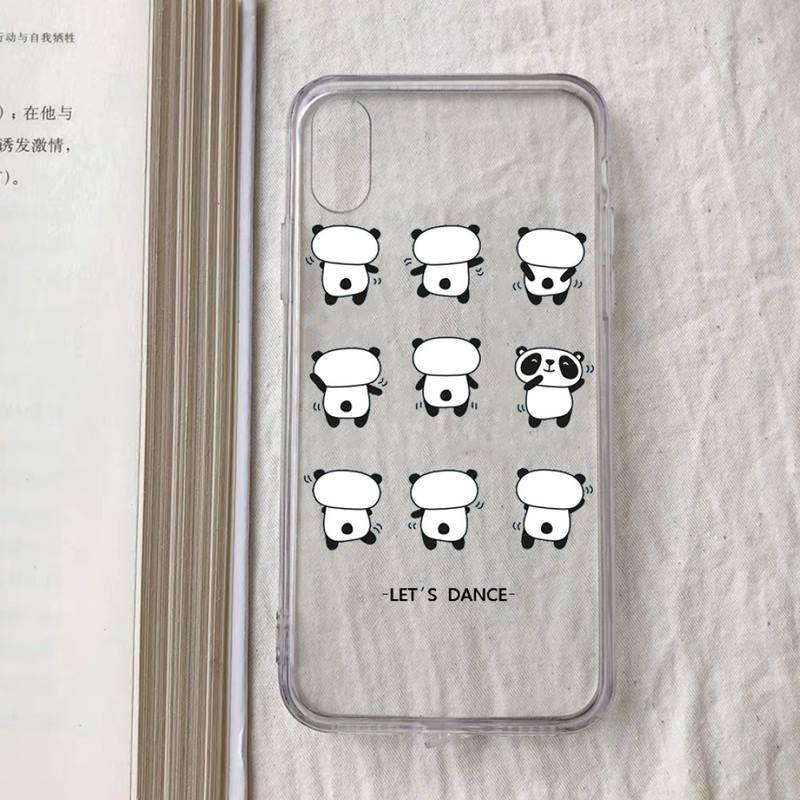 Transparent Creative Bear Panda Animal Shockproof Phone Case for iPhone 11 12 13 mini pro XS MAX 8 7 6 6S Plus X 5S case Lightweight Thin Flexible Soft Raised Edges Glossy Silicone Protective Phone Cover for iPhone