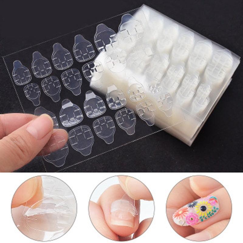 Transparent Double Side Adhesive Tapes Glue Sticker False Nail Extension Stick Tools Waterproof Nail Adhesive Tabs, Self Adhesive Nail Glue Sticker for False Nail Tips Waterproof Breathable Jelly Gel Nail Tape Glue Stickers for False Nails Tips