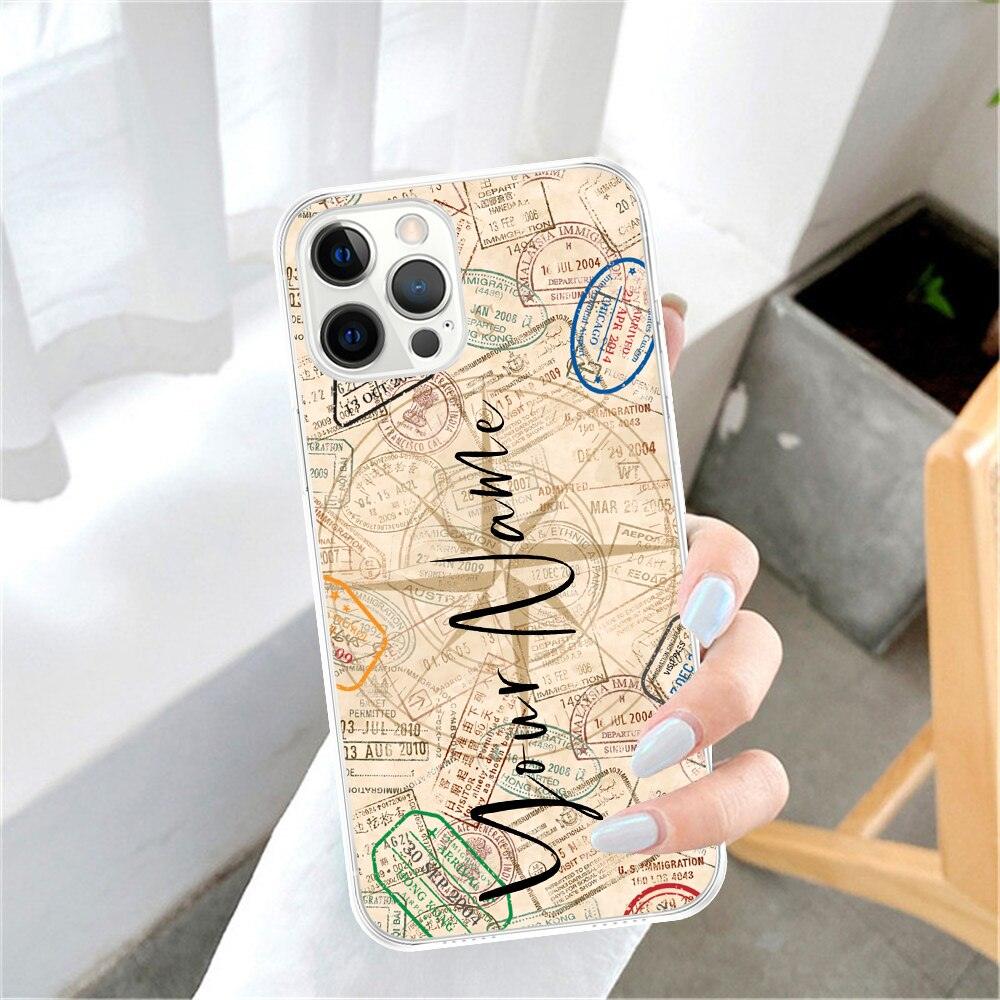 Travel Map Phone Case for iPhone 13 11 12 Pro Max X XR XS 7 8 Plus Mini SE Transparent Cover for iphone Transparent Soft Ultra Slim Anti-Scratch Bumper Protective Cover for iPhone