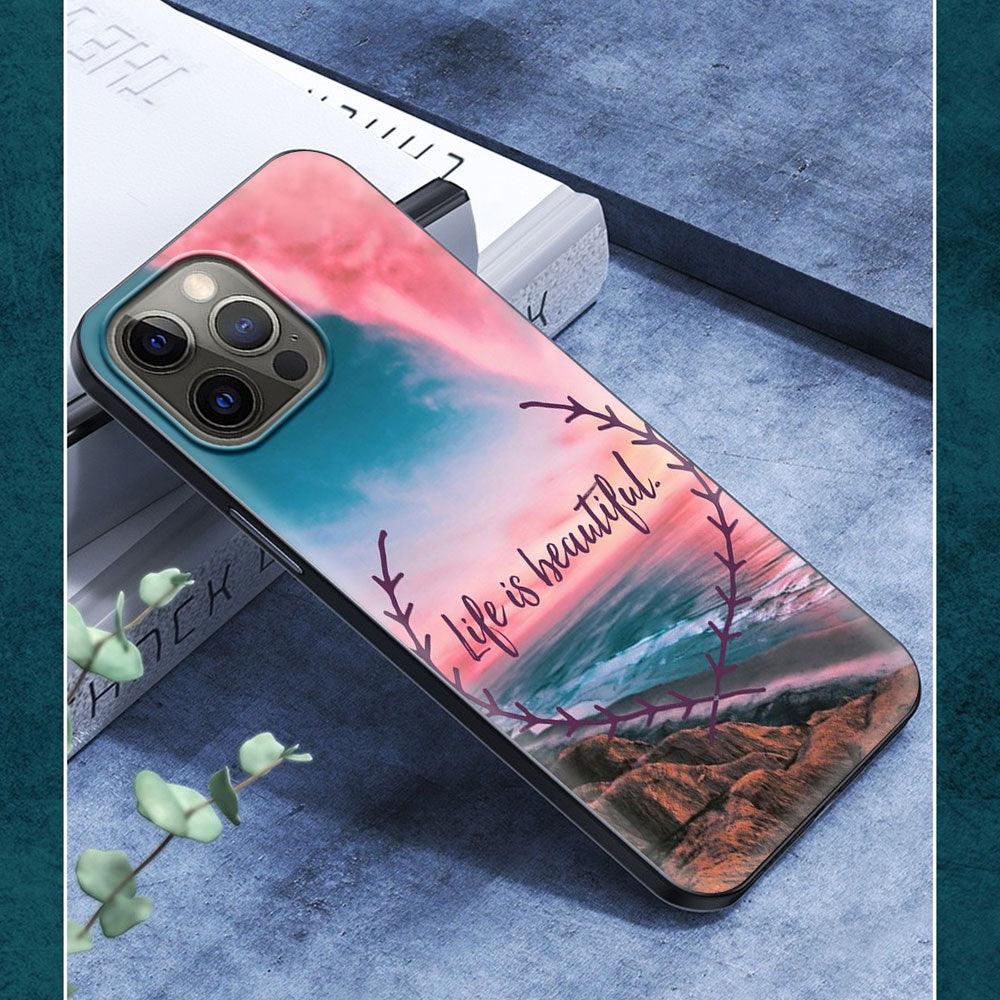 Travel Mountain Sea Beach Phone Case for iPhone 7 8 Plus 11 12 13 Pro Max X XR XS MAX SE 12 13Mini 14 Plus Soft Fall Cover Transparent Plastic Hard Back Cover with TPU Bumper Protective Phone Case