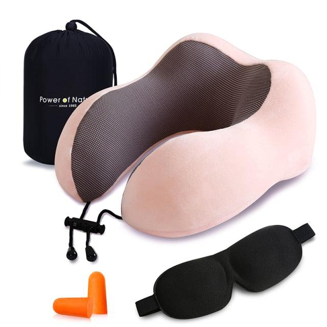 Travel Pillow U Shaped Memory Foam Neck Pillows Neck Cervical Airplane Pillow Healthcare Bedding Free Eye Mask and Earplugs Neck Support Pillow Headrest Travel Folding Slow Rebound Journey Trip Cushion Memory Foam Travel Pillow Neck Pillow