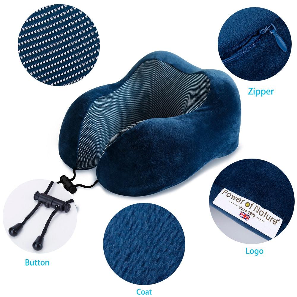 Travel Pillow U Shaped Memory Foam Neck Pillows Neck Cervical Airplane Pillow Healthcare Bedding Free Eye Mask and Earplugs Neck Support Pillow Headrest Travel Folding Slow Rebound Journey Trip Cushion Memory Foam Travel Pillow Neck Pillow