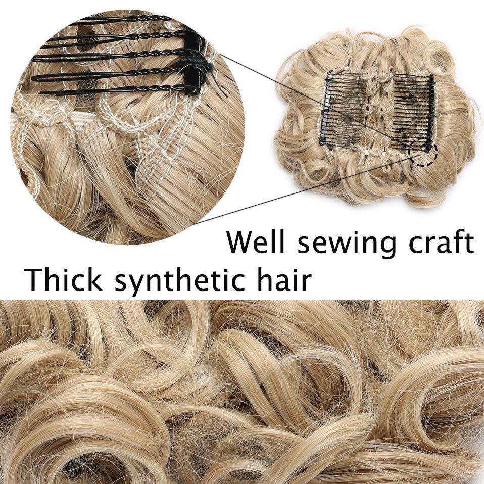 Trending LARGE Comb Clip In Curly Hair Extension Synthetic Hair Pieces Chignon Women Updo Cover Hairpiece Extension Hair Bun Clip in Hair Extension For Volumized Hair Buns For Girls