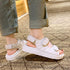 Trendy Black Sandals Summer New Flat Embroidery Thick-Soled Casual Design Hiking Sandals Outdoor Sport Sandals Athletic Sandals Walking Water Women Shoes For Summer