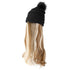 Trendy Hat Wig Synthetic Long Wavy Wigs with Beret Hat Knitted Fashion black Autumn Winter Cap Hair Extensions Wigs For Black Women Cosplay Wigs For Women