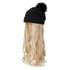 Trendy Hat Wig Synthetic Long Wavy Wigs with Beret Hat Knitted Fashion black Autumn Winter Cap Hair Extensions Wigs For Black Women Cosplay Wigs For Women