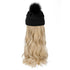 Trendy Hat Wig Synthetic Long Wavy Wigs with Beret Hat Knitted Fashion black Autumn Winter Cap Hair Extensions Wigs For Black Women Cosplay Wigs For Women