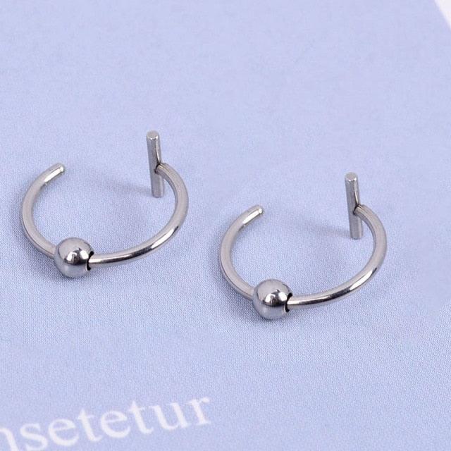 Trendy New Titanium Steel Punk Clip on Fake Piercing Ear Nose Lip Rings Unisex Nose Ring Women Septum Nose Ring Clips Septum Ring Hoop Cartilage Tragus Helix Small Piercing Nose Rings Hoop Cartilage Earring  Body Jewelry