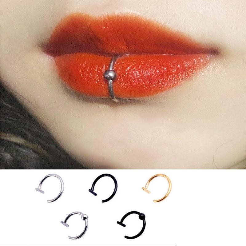 Trendy New Titanium Steel Punk Clip on Fake Piercing Ear Nose Lip Rings Unisex Nose Ring Women Septum Nose Ring Clips Septum Ring Hoop Cartilage Tragus Helix Small Piercing Nose Rings Hoop Cartilage Earring  Body Jewelry