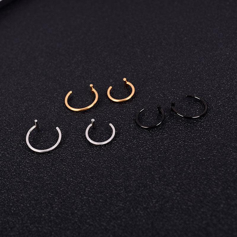 Trendy New Titanium Steel Punk Clip on Fake Piercing Ear Nose Lip Rings Unisex Nose Ring Women Septum Nose Ring Clips Septum Ring Hoop Cartilage Tragus Helix Small Piercing Nose Rings Hoop Cartilage Earring  Body Jewelry