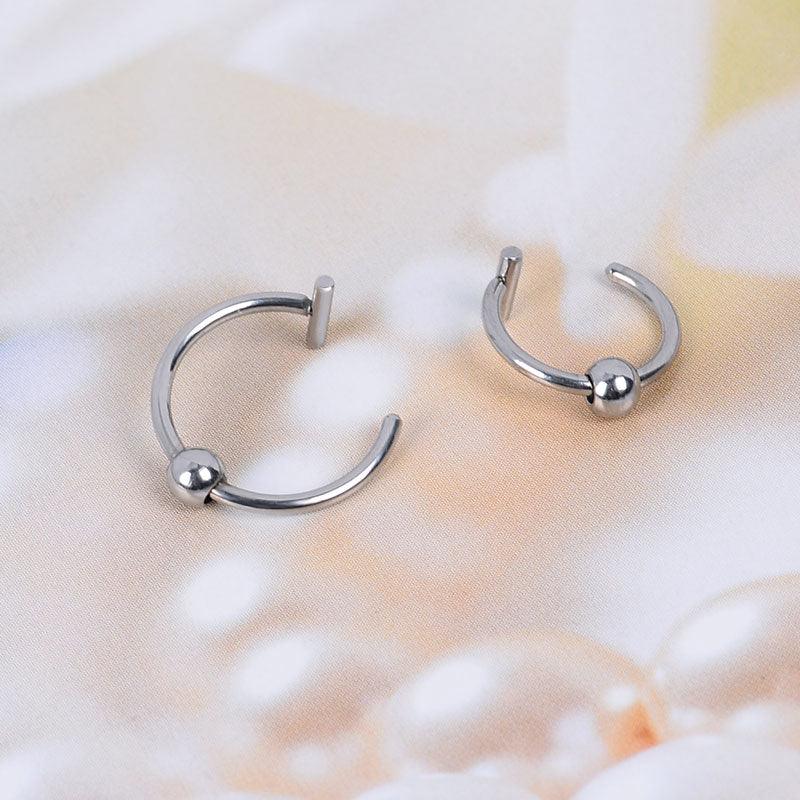 Trendy New Titanium Steel Punk Clip on Fake Piercing Ear Nose Lip Rings Unisex Nose Ring Women Septum Nose Ring Clips Septum Ring Hoop Cartilage Tragus Helix Small Piercing Nose Rings Hoop Cartilage Earring  Body Jewelry